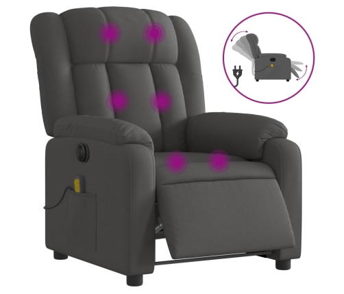 Sillón reclinable de masaje eléctrico tela gris oscuro