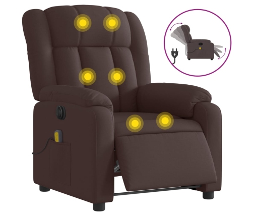 Sillón reclinable de masaje eléctrico tela marrón oscuro