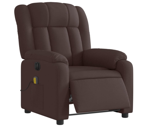 Sillón reclinable de masaje eléctrico tela marrón oscuro