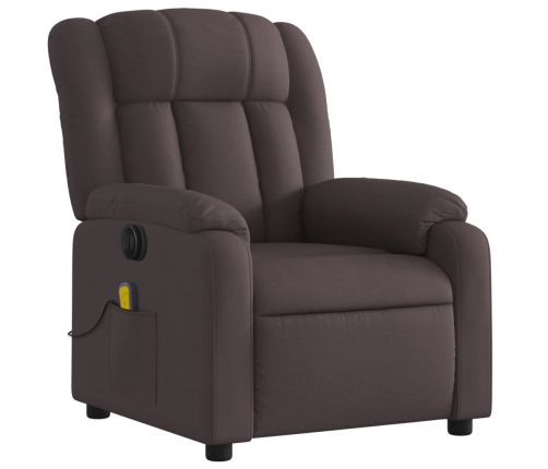 Sillón reclinable de masaje eléctrico tela marrón oscuro