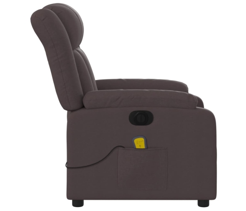 Sillón reclinable de masaje eléctrico tela marrón oscuro