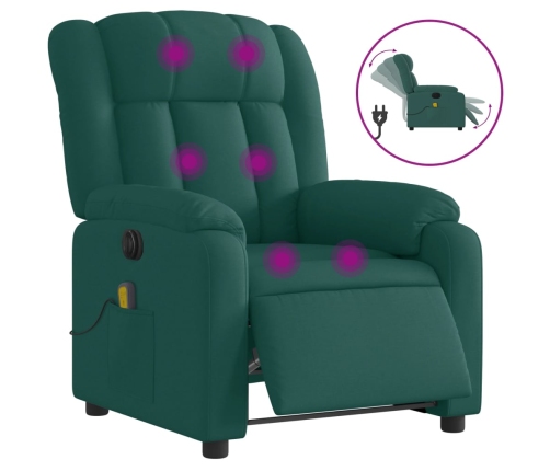 Sillón reclinable de masaje eléctrico tela verde oscuro