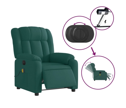 Sillón reclinable de masaje eléctrico tela verde oscuro