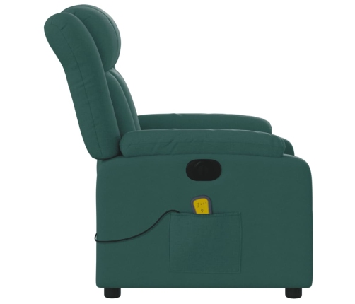 Sillón reclinable de masaje eléctrico tela verde oscuro