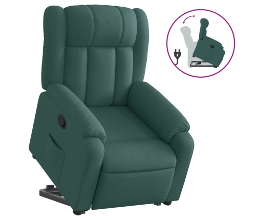 Sillón reclinable elevable tela verde oscuro