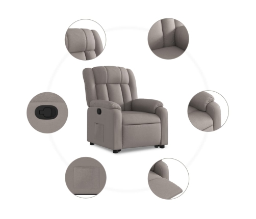 Sillón reclinable elevable tela gris taupe