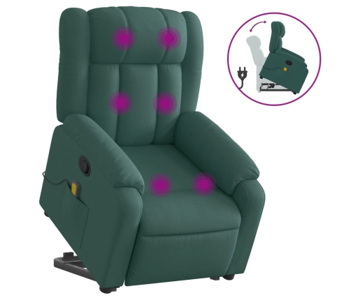 Silla de masaje reclinable de pie de tela verde oscura