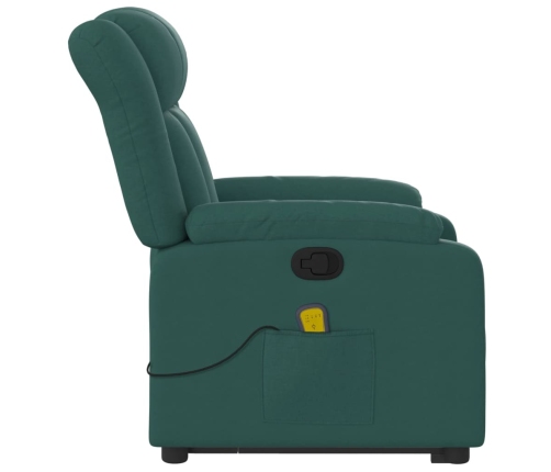 Silla de masaje reclinable de pie de tela verde oscura