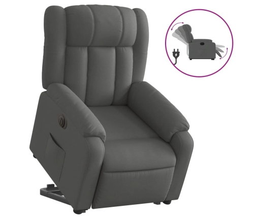 Sillón eléctrico reclinable elevable de tela gris oscuro