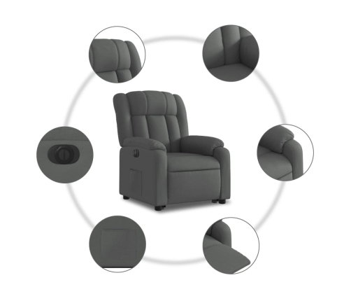 Sillón eléctrico reclinable elevable de tela gris oscuro