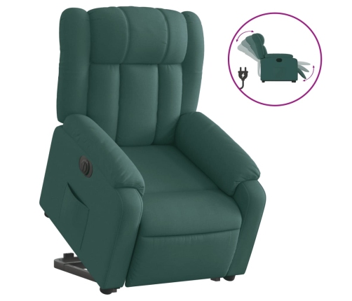 Sillón eléctrico reclinable elevable de tela verde oscuro