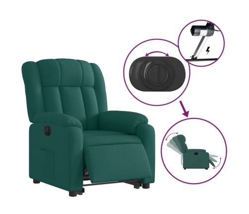 Sillón eléctrico reclinable elevable de tela verde oscuro