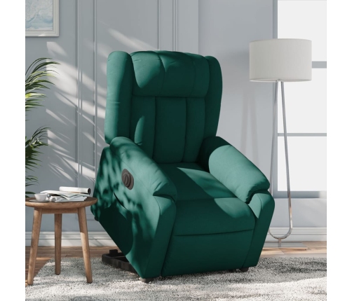 Sillón eléctrico reclinable elevable de tela verde oscuro