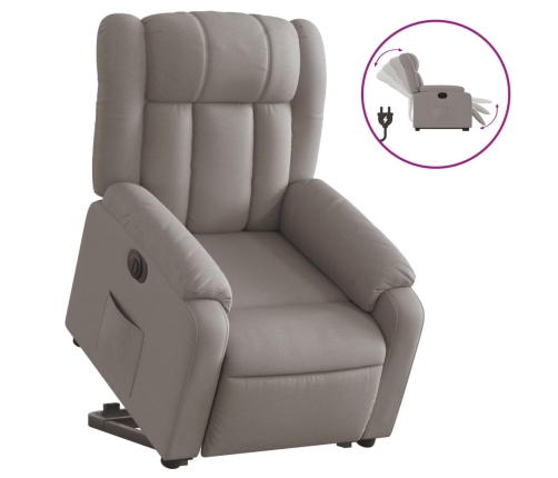 Sillón eléctrico reclinable elevable de tela gris taupe