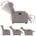 Sillón eléctrico reclinable elevable de tela gris taupe