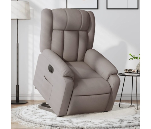 Sillón eléctrico reclinable elevable de tela gris taupe