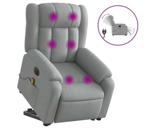 Sillón de masaje eléctrico reclinable elevable tela gris claro