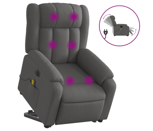 Sillón de masaje eléctrico reclinable elevable tela gris oscuro