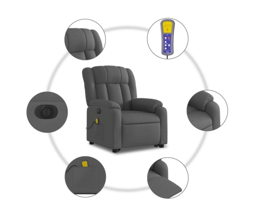 Sillón de masaje eléctrico reclinable elevable tela gris oscuro