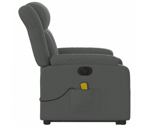 Sillón de masaje eléctrico reclinable elevable tela gris oscuro