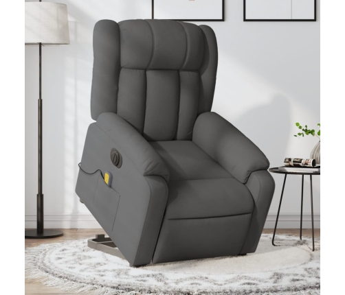 Sillón de masaje eléctrico reclinable elevable tela gris oscuro