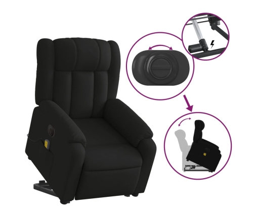 Sillón de masaje eléctrico reclinable elevable tela negro