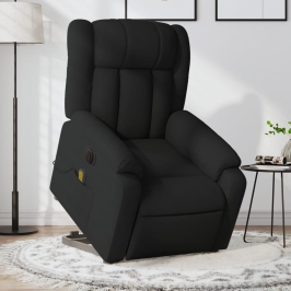 Sillón de masaje eléctrico reclinable elevable tela negro