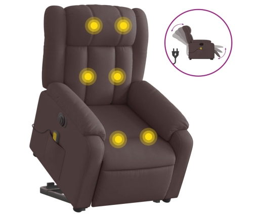 Sillón masaje eléctrico reclinable elevable tela marrón oscuro