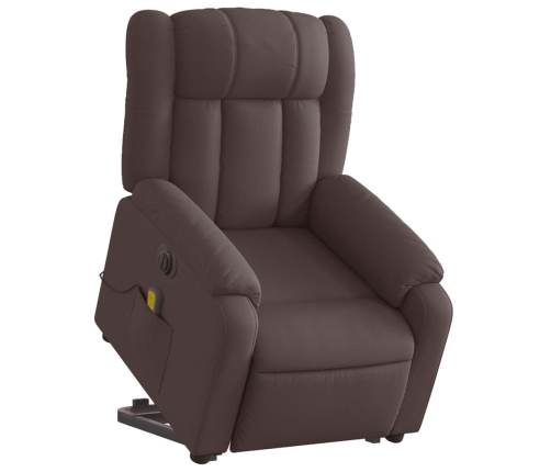 Sillón masaje eléctrico reclinable elevable tela marrón oscuro