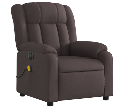 Sillón masaje eléctrico reclinable elevable tela marrón oscuro