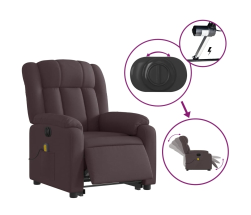 Sillón masaje eléctrico reclinable elevable tela marrón oscuro