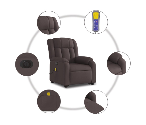 Sillón masaje eléctrico reclinable elevable tela marrón oscuro