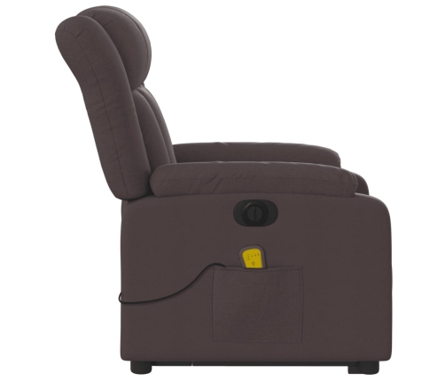 Sillón masaje eléctrico reclinable elevable tela marrón oscuro