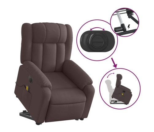 Sillón masaje eléctrico reclinable elevable tela marrón oscuro