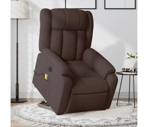 Sillón masaje eléctrico reclinable elevable tela marrón oscuro