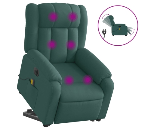 Sillón masaje eléctrico reclinable elevable tela verde oscuro