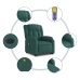 Sillón masaje eléctrico reclinable elevable tela verde oscuro