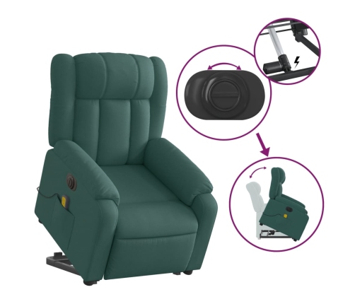 Sillón masaje eléctrico reclinable elevable tela verde oscuro