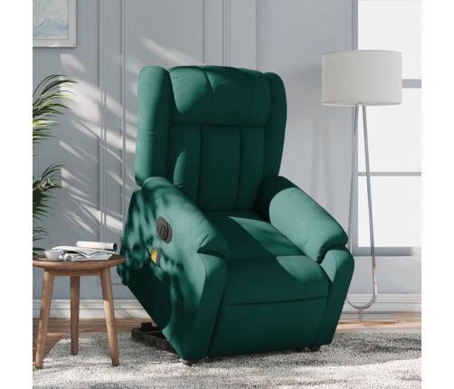 Sillón masaje eléctrico reclinable elevable tela verde oscuro