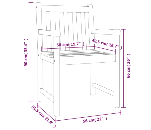 vidaXL Sillas de jardín 4 uds madera maciza de acacia 56x55,5x90 cm