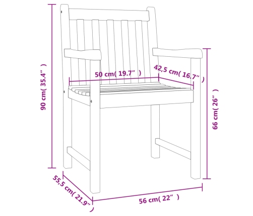 Sillas de jardín 6 uds madera maciza de acacia 56x55,5x90 cm