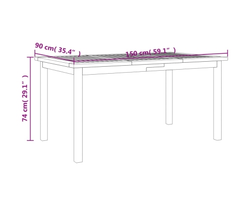 Juego de comedor para jardín 7 piezas madera maciza acacia