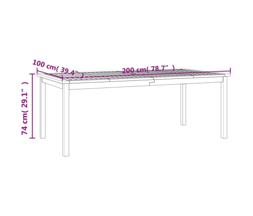 Juego de comedor para jardín 7 piezas madera maciza acacia