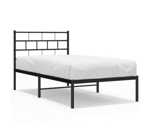 Estructura cama sin colchón con cabecero metal negro 75x190 cm