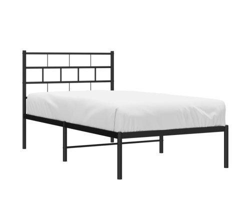 Estructura cama sin colchón con cabecero metal negro 75x190 cm