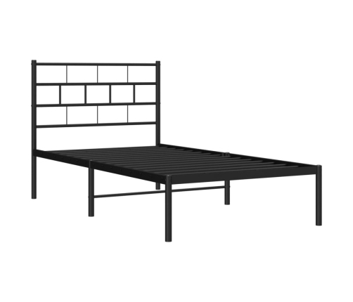 Estructura cama sin colchón con cabecero metal negro 75x190 cm