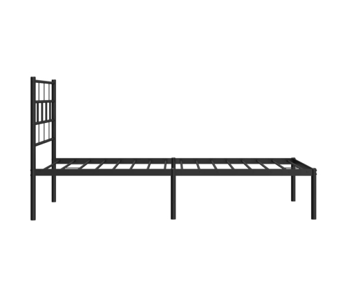 Estructura cama sin colchón con cabecero metal negro 75x190 cm