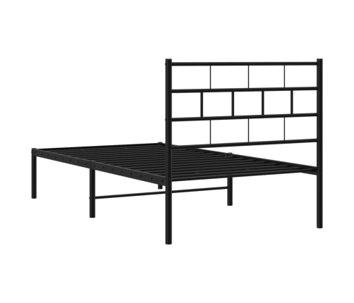 Estructura cama sin colchón con cabecero metal negro 75x190 cm