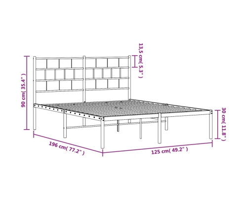 Estructura cama sin colchón con cabecero metal negro 120x190 cm