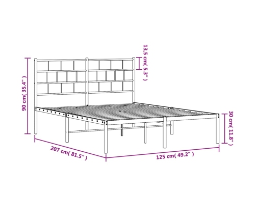 Estructura cama sin colchón con cabecero metal negro 120x200 cm